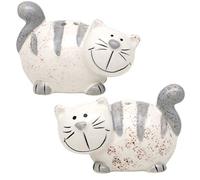 Dekohelden24 Set of 2 Ceramic Salt/Pepper Shaker/Spice Shaker as Cats Dimensions Approx. 7 x 6 x 7 cm