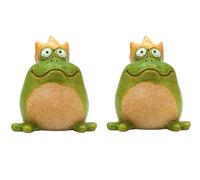 Dekohelden24 Set of 2, Pond Figurines Outdoor, Decorative, Garden Kings Made of Earthenware Green, Box Contents: 2 Frogs L/W/H 8 x 10 x 12 cm, Pair Big, Paar Groß