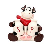 Dekohelden24 Set of 3 Ceramic Cow with Salt and Pepper Shakers, Approx. 14.5 x 10 x 13.5 cm