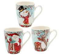 Dekohelden24 Set of 3 Porcelain Christmas Mugs, Height: 10 cm, Diameter: 8 cm, Capacity: 350 ml.