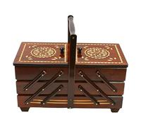 Dekohelden24 Sewing Box, Sewing Box Made of Veneer Wood with 7 Compartments in Brown, L/W/H 42 x 20 x 21 cm, 42 cm