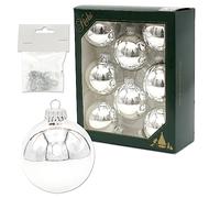 Dekohelden24 Silver Bauble Set of 8 Silver