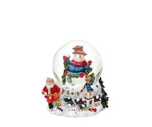 Dekohelden24 Snowman Snow Globe with Garland on Base with Winter Landscape, Dimensions H/W/Diameter Ball: Approx. 9 x 8 cm/Diameter 6.5 cm