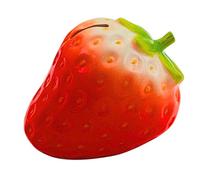Dekohelden24 Strawberry, Classic, Children's Money Box, Piggy Bank with Ceramic Savings Function in Red, L/W/H 15 x 12 x 11 cm, Erdbeere