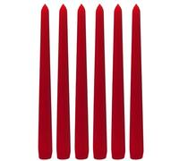 Dekohelden24 Tapered candles, taper candles, table candles, table candles, candlestick candles in a set of 6 in red, pack of 6, size: height x diameter approx. 25 x 2 cm.