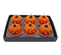Dekohelden24 Tealight Candles, Figure Candle, Autumn Candle, Halloween Candle, Halloween Decoration, Tea Light Candles as Pumpkin as a Set of 6 in Orange, Box Contents: 6 Candles, Dimensions of Each