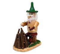 Dekohelden24 Wood Smoker/Smoker Woodman/Gnome on the Campfire Natural Figurines Length/Width/Height 16.5 x 9 x 19 cm / 19 cm