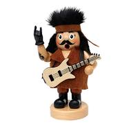 Dekohelden24 Wooden Incense Smoker as Rocker with Guitar, Natural, Approx. 10 x 7 x 15 cm, 15 cm