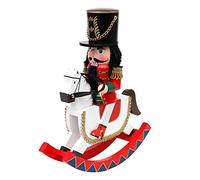 Dekohelden24 Wooden Nutcracker Soldier on Rocking Horse in Red/White, 30 cm