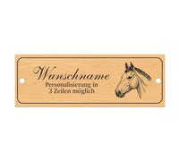 Dekolando Holsteiner Stable Sign Box Sign Personalised with Desired Text Horse - Plastic Stable Board in Wood Look - 20 cm x 7.5 cm