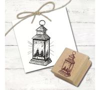 Dekolando Motif Stamp Lantern Fir Tree Christmas Stamp Wooden Stamp Christmas Imprint 38 mm x 68 mm