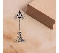 Dekolando Motif Stamp Old Street Light Nostalgia Lantern Wooden Stamp 28 x 68 mm