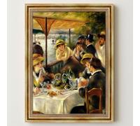 Dekomundo Pierre-Auguste Renoir Breakfast at the Lake Painting Style Picture with Frame in Gold, 40 x 50 cm