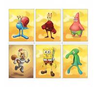 Dekomundo SpongeBob Squarepants Set of 6 Characters | Premium Art Prints | Patrick Star, Sandy Cheeks, Squidwards, Mr. Krabs, Gary | Decoration for Children's Room Comic Fans - 6 x A4 (21 x 30 cm)