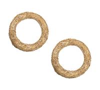 DekoPrinz® Straw Wreaths, Pack of 2, 40 cm Diameter, 6 cm Thick, Straw Romans, Decorative Door Wreath, Beige