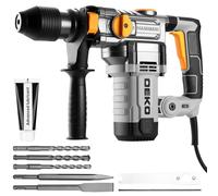 DEKOPRO 1500W SDS Plus Rotary Hammer Drill, 5.5J Impact,300-1000RPM,4600BPM,3 Functions (Drill/Hammer/Chisel),32mm Concrete Drilling with 9pcs Accessories for Home Renovation,DIY,Professional Builders
