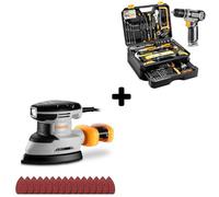 DEKOPRO 180W Electric Detail Sander & 12V Cordless Drill Tool Kit Bundle, with Toolbox Organizer, 13000 RPM Sander for Woodworking DIY