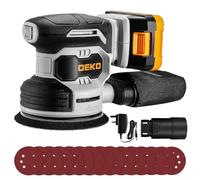 DEKOPRO 20V Cordless Sander,Cordless Random Orbital Sander,6000-13000RPM, 125mm Sander with 15Pcs Sandpapers & Dust Extraction for Sanding Wood, DIY, Home Improvements(2.0Ah Battery Included)