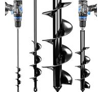 DEKOPRO Garden Auger Drill Bit Set for Planting 3.6"x16"and 1.6"x16.5"Auger Drill Bit Plant Flower Bulb Auger Spiral Hole Drill Earth Post Umbrella Bulb Planter Auger- Fits 3/8 Hex Drive Drill