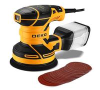 DEKOPRO Random Orbit Sander 300W with 16Pcs Sandpapers, 6 Variable Speed 14000RPM, 125MM Hand Electric Tool, Dust Removal Function, Fit for Woodworking/Sanding