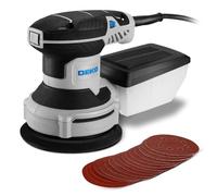 DEKOPRO Random Orbit Sander Electric 300W with 16Pcs Sandpapers, 6 Variable Speed 14000RPM, 125MM Hand Tool, Dust Removal Function, Fit for Woodworking/Sanding