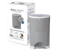 DEKOR Classic Hands-Free Diaper Pail | Gray | Easiest to Use | Just Step - Drop - Done | Doesn’t Absorb Odors | 20 Second Bag Change | Most Economical Refill System