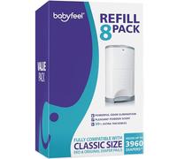 Dekor Classic Refills by Babyfeel | Extra Value 8 Pack | Exclusive 30% Extra Thickness | New Powder Scent | Fits Dekor Classic Size Diaper Pails | Powerful Odor Elimination | Holds up to 3960 Diapers