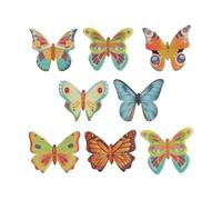 dekora - 166014 Blister Pack of Butterflies Birthday Cake Decorations in Bright Colours - 8 Units, Multicoloured, 166014