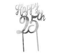 Dekora - 25th Anniversary Cake Topper, Wedding Anniversary Decoration To Celebrate 25 Years of Commitment (Silver),354107