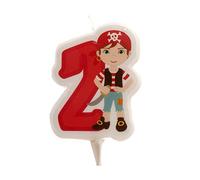 Dekora - 2D Pirate Birthday Candles for Children's Cakes - Number 2
