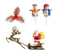 dekora 302047 Kit of Cake Decoration with Holly Snowman and Santa Figures for Christmas Cake Decoration, Multi-Colour