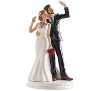 Dekora 305065 Selfie Bride and Groom Figure for Wedding Cake 20 cm Black/White