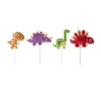 dekora - Set of 3D Dino Birthday Candles for Children's Cakes - Dinosaur Birthday Candles Children - Pack of 4