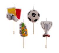 dekora - 4 Football Birthday Candles for Cakes 8 cm
