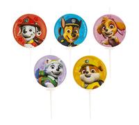 dekora - 5 Paw Patrol Birthday Candles Ø3 cm for Kids Birthday Cakes