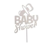 Dekora - Baby Shower Cake Toppers, Cake Decoration, For Boys & Girls (Silver)