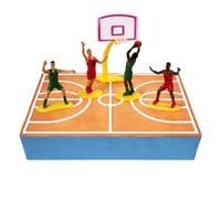 Dekora, Basketball Cake Topper for Boys, Basketball Mini Figures for Cake Decorating, Birthday Party Decorations for Kids, 5 Units, 4 Players and 1 Hoop