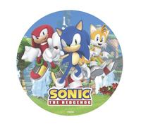 dekora - Birthday Cake Decoration - Sonic 20 cm Cake Topper - Edible Wafer Disc for Cakes - Gluten-Free, Sugar-Free, Lactose-Free - Suitable for Vegetarians