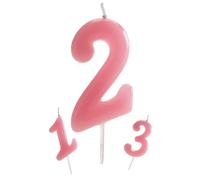 dekora - Birthday Candle Number 2 Light Pink 5.5 cm for Cakes