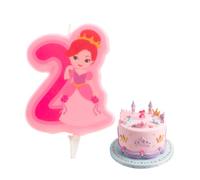 dekora - Birthday Candle Number 2 Princess 7 cm for Kids Birthday Cakes