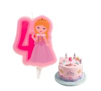 Dekora - Princess Birthday Candle 2D for Children's Cakes - Number 4