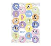 dekora - Bluey Edible Cake Decorations, 20 Mini Edible Paper Discs Ø 3.4 cm, Bluey Birthday Decorations with Bingo for Cupcakes and Cakes, Gluten Free, Lactose Free, Suitable for Vegetarians