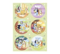 dekora - Bluey Edible Cake Decorations, 6 Mini Edible Paper Discs Ø 5.8 cm, Bluey Birthday Decorations with Bingo for Cupcakes, Muffins and Cakes, Gluten Free, Lactose Free, Suitable for Vegetarians