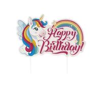 dekora - Cake Decoration Birthday Happy Birthday Cake Topper Unicorn Tesia Made of Paper - 17.5 x 15 cm