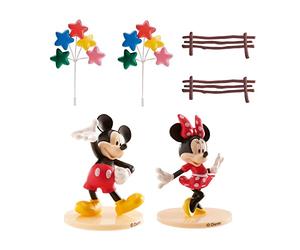 dekora Cake Decoration Birthday Set with Minnie and Mickey Mouse Figure and Cake Topper Cake Accessories Made of PVC, Multi-Colour, One Size