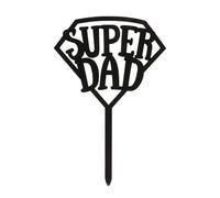 dekora - Cake Topper Father's Day "Super Dad" - Cake Decoration Suitable for Food Contact - Plastic Topping for Decorating Cakes or Pastries - Black - Measurements 15 x 10 cm