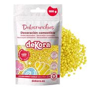 dekora - Dekocrunchies Lemon 100g, Crunchy flavoured cake sprinkles, Edible sugar pearls for cake decorating, Topping for cakes, cupcakes, cookies and desserts