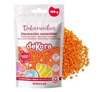 dekora - Dekocrunchies Orange 100g, Crunchy flavoured cake sprinkles, Edible sugar pearls for cake decorating, Topping for cakes, cupcakes, cookies and desserts