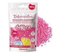 dekora - Dekocrunchies Strawberry 100g, Crunchy flavoured cake sprinkles, Edible sugar pearls for cake decorating, Topping for cakes, cupcakes, cookies and desserts