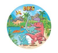 Dekora, Dinosaurs Cake Topper, Edible Icing Sheet, Dino Image for Children's Birthday, Round Wafer Disc 20 CM